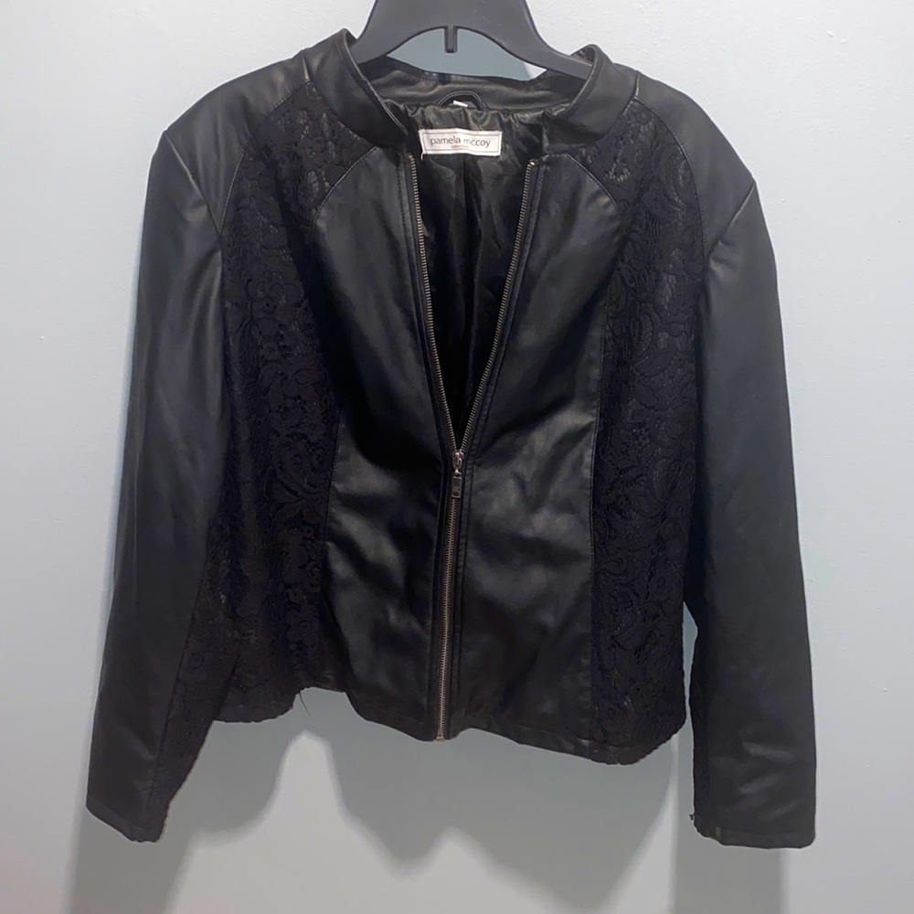 Faux Leather and Lace Jacket